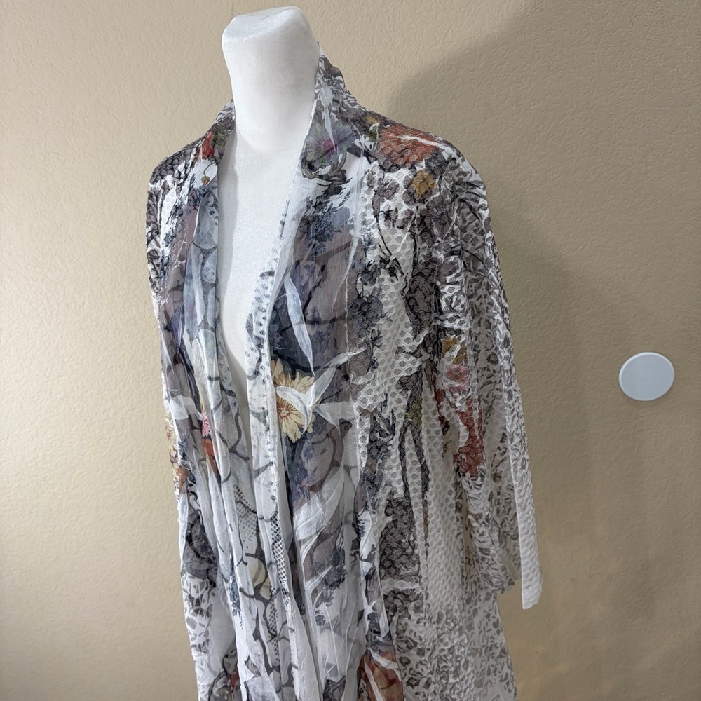 Kamana Womens BOHO Multi color Open Front Mesh Sheer Cardigan/Top Sz L Fairycore - Picture 2 of 14